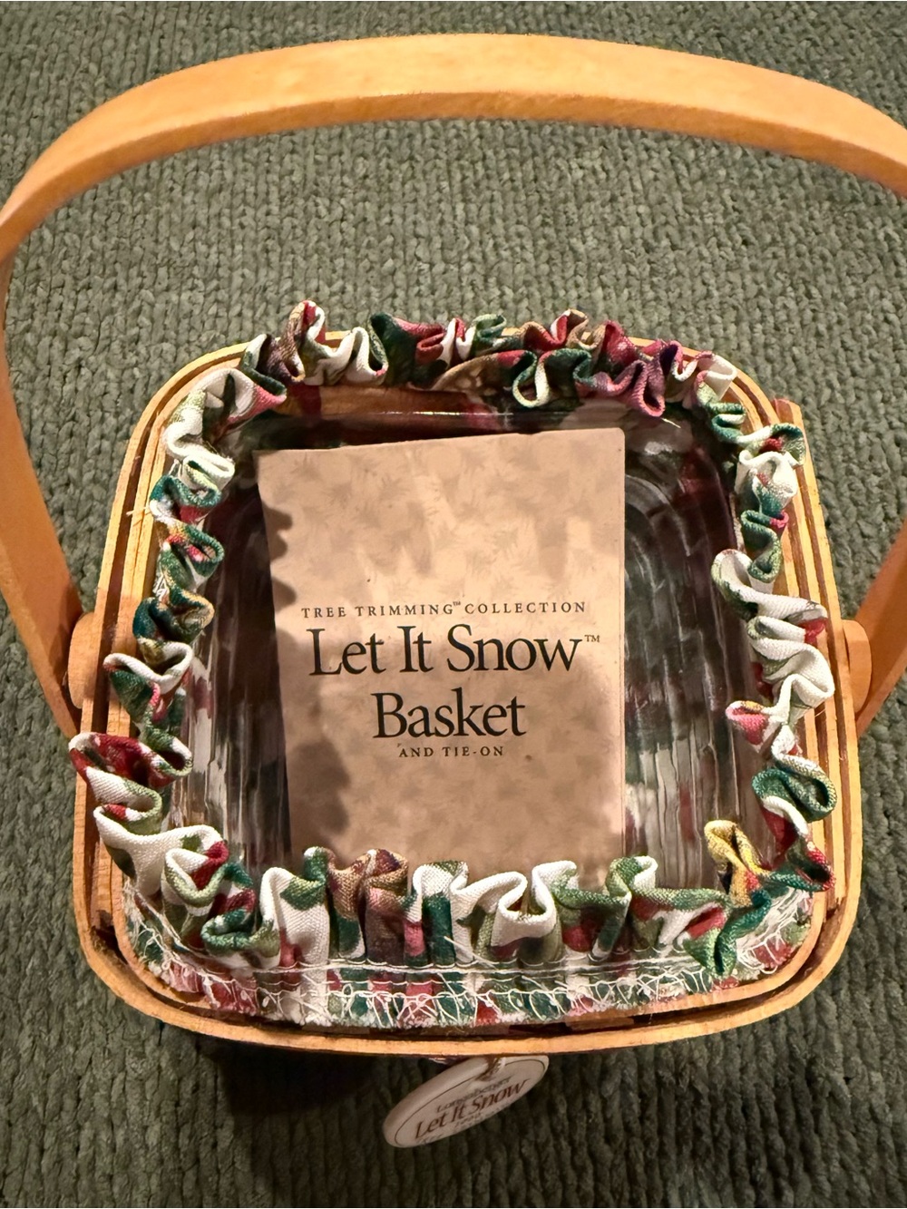 Longaberger 2000 “Let it Snow” Tree Trimming Basket with Liner and Tie On - NEW
